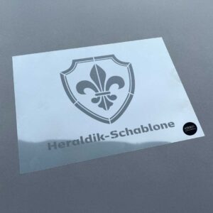 Individuelle Heraldik-Schablone von Stencil and More mit Familienwappen-Motiv