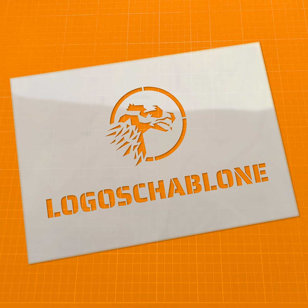 Firmenlogo mit Schablone auf Produktverpackung gesprüht – personalisiertes Branding für Unternehmen, Logo mit Sprühschablone auf Wand gesprüht – kreative Markenpräsenz mit Mylar-Schablone, Dein Logo als Statement – Professionelle Sprühschablonen für Marken